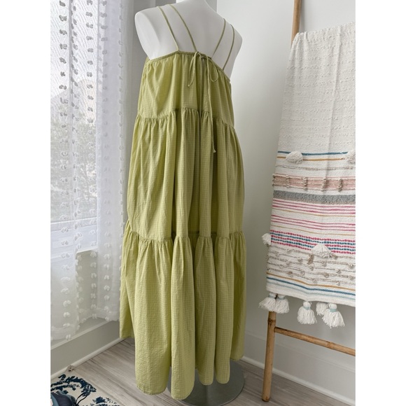 Everlane Billow Pear Green Sleeveless Tiered Flowy Maxi Dress Women’s Size Large - Picture 4 of 10